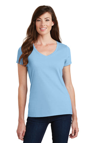 Port & Company Ladies Fan Favorite V-Neck Tee (Light Blue)