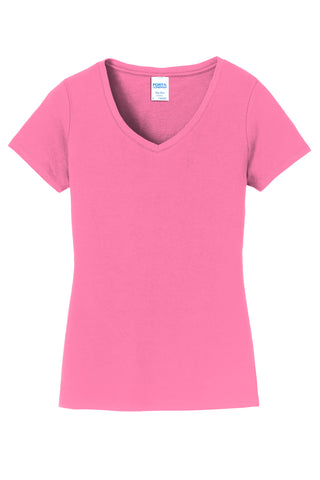 Port & Company Ladies Fan Favorite V-Neck Tee (New Pink)