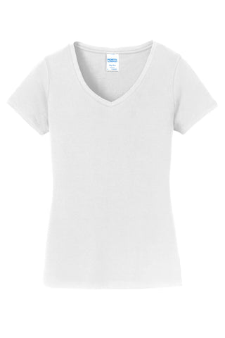 Port & Company Ladies Fan Favorite V-Neck Tee (White)