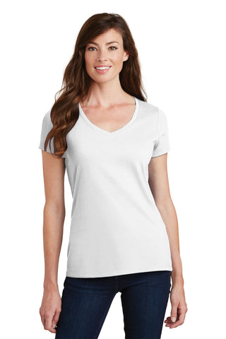 Port & Company Ladies Fan Favorite V-Neck Tee (White)