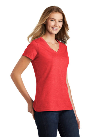 Port & Company Ladies Fan Favorite Blend V-Neck Tee (Bright Red Heather)