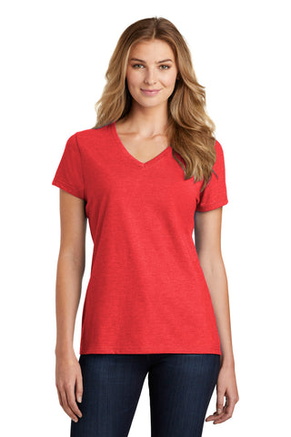 Port & Company Ladies Fan Favorite Blend V-Neck Tee (Bright Red Heather)