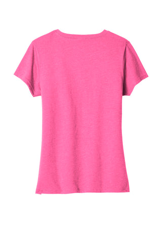 Port & Company Ladies Fan Favorite Blend V-Neck Tee (Neon Pink Heather)