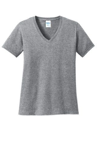 Port & Company Ladies Core Cotton V-Neck Tee (Athletic Heather)