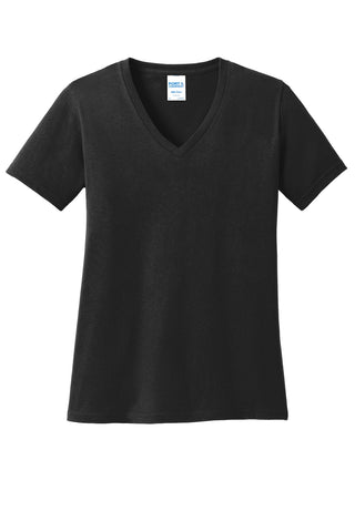 Port & Company Ladies Core Cotton V-Neck Tee (Jet Black)