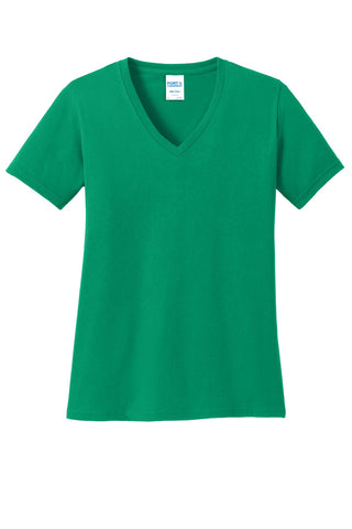 Port & Company Ladies Core Cotton V-Neck Tee (Kelly)