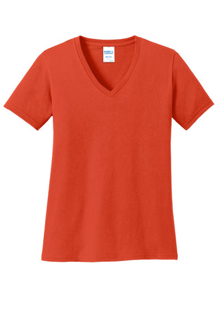 Port & Company Ladies Core Cotton V-Neck Tee (Orange)