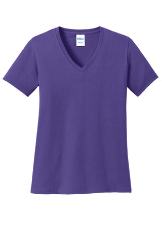 Port & Company Ladies Core Cotton V-Neck Tee (Purple)