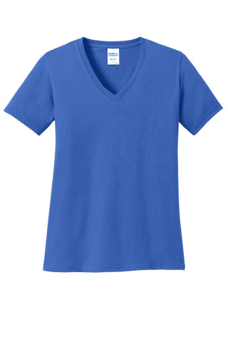 Port & Company Ladies Core Cotton V-Neck Tee (Royal)