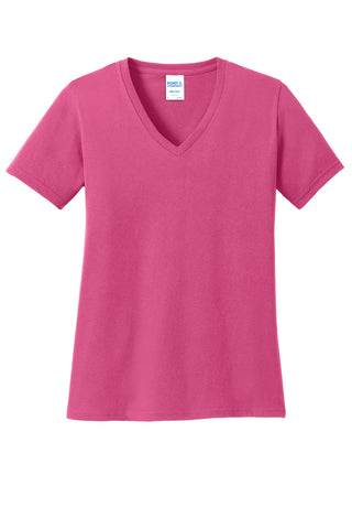 Port & Company Ladies Core Cotton V-Neck Tee (Sangria)