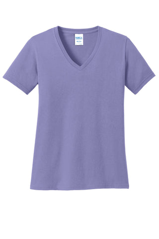 Port & Company Ladies Core Cotton V-Neck Tee (Violet)