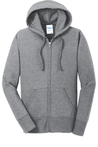 Port & Company Ladies Core Fleece Full-Zip Hooded Sweatshirt (Athletic Heather)