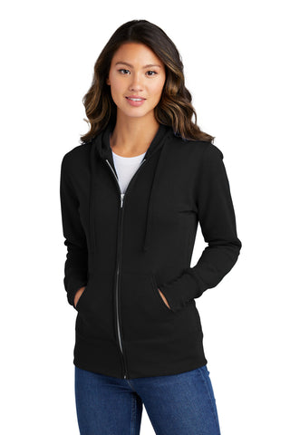Port & Company Ladies Core Fleece Full-Zip Hooded Sweatshirt (Jet Black)