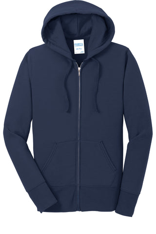 Port & Company Ladies Core Fleece Full-Zip Hooded Sweatshirt (Navy)