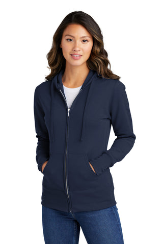 Port & Company Ladies Core Fleece Full-Zip Hooded Sweatshirt (Navy)