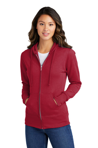 Port & Company Ladies Core Fleece Full-Zip Hooded Sweatshirt (Red)