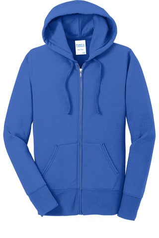Port & Company Ladies Core Fleece Full-Zip Hooded Sweatshirt (Royal)