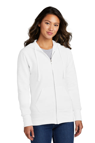 Port & Company Ladies Core Fleece Full-Zip Hooded Sweatshirt (White)