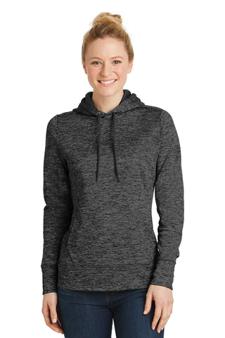 Sport-Tek Ladies PosiCharge Electric Heather Fleece Hooded Pullover (Grey Black Electric)