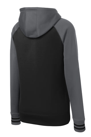 Sport-Tek Ladies Sport-Wick Varsity Fleece Full-Zip Hooded Jacket (Black/ Dark Smoke Grey)