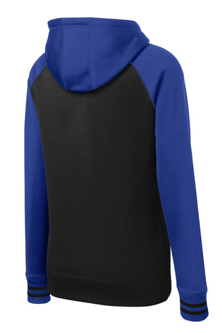 Sport-Tek Ladies Sport-Wick Varsity Fleece Full-Zip Hooded Jacket (Black/ True Royal)