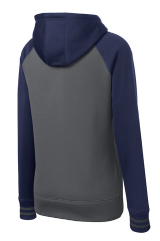 Sport-Tek Ladies Sport-Wick Varsity Fleece Full-Zip Hooded Jacket (Dark Smoke Grey/ Navy)