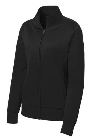 Sport-Tek Ladies Sport-Wick Fleece Full-Zip Jacket (Black)