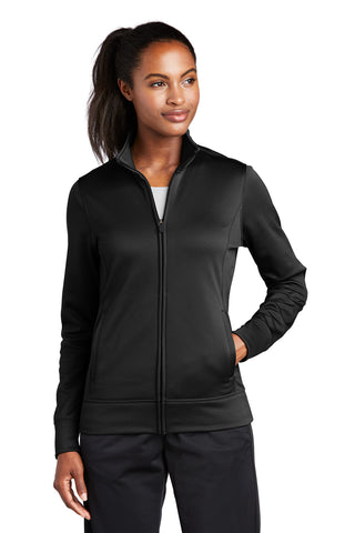 Sport-Tek Ladies Sport-Wick Fleece Full-Zip Jacket (Black)