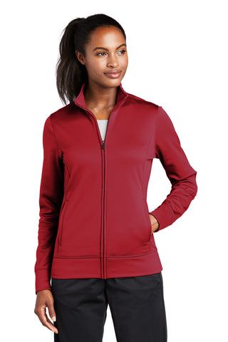 Sport-Tek Ladies Sport-Wick Fleece Full-Zip Jacket (Deep Red)