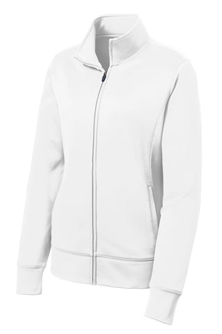 Sport-Tek Ladies Sport-Wick Fleece Full-Zip Jacket (White)