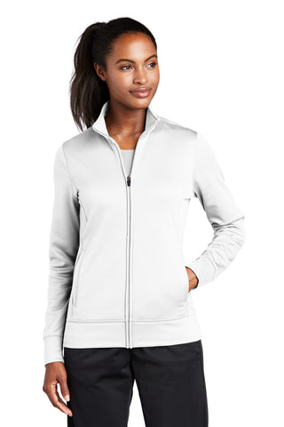 Sport-Tek Ladies Sport-Wick Fleece Full-Zip Jacket (White)