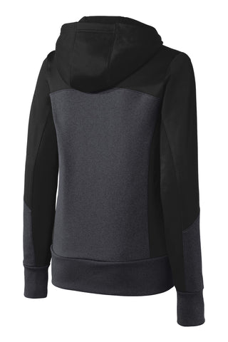 Sport-Tek Ladies Tech Fleece Colorblock Full-Zip Hooded Jacket (Black/ Graphite Heather/ Black)