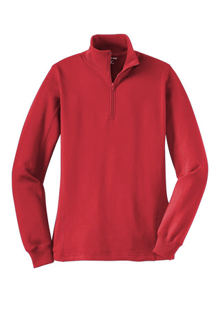 Sport-Tek Ladies 1/4-Zip Sweatshirt (True Red)