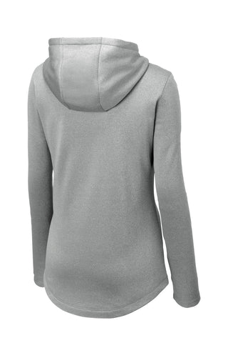 Sport-Tek Ladies PosiCharge Sport-Wick Heather Fleece Hooded Pullover (Dark Silver Heather)