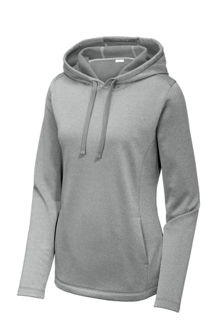 Sport-Tek Ladies PosiCharge Sport-Wick Heather Fleece Hooded Pullover (Dark Silver Heather)