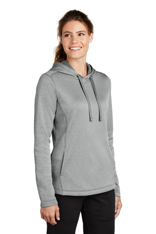 Sport-Tek Ladies PosiCharge Sport-Wick Heather Fleece Hooded Pullover (Dark Silver Heather)