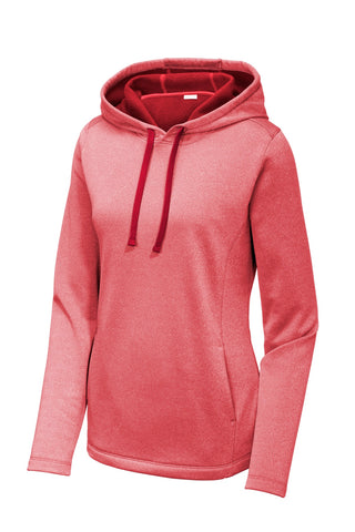 Sport-Tek Ladies PosiCharge Sport-Wick Heather Fleece Hooded Pullover (Deep Red Heather)