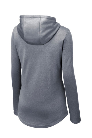 Sport-Tek Ladies PosiCharge Sport-Wick Heather Fleece Hooded Pullover (True Navy Heather)