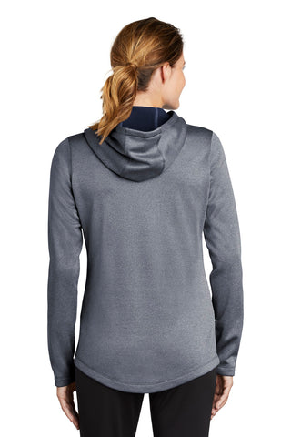 Sport-Tek Ladies PosiCharge Sport-Wick Heather Fleece Hooded Pullover (True Navy Heather)