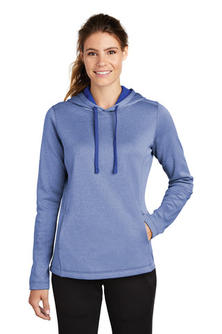 Sport-Tek Ladies PosiCharge Sport-Wick Heather Fleece Hooded Pullover (True Royal Heather)