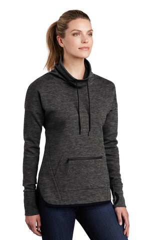 Sport-Tek Ladies Triumph Cowl Neck Pullover (Black Heather)