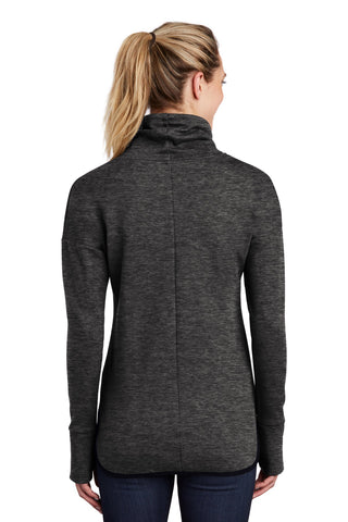 Sport-Tek Ladies Triumph Cowl Neck Pullover (Black Heather)