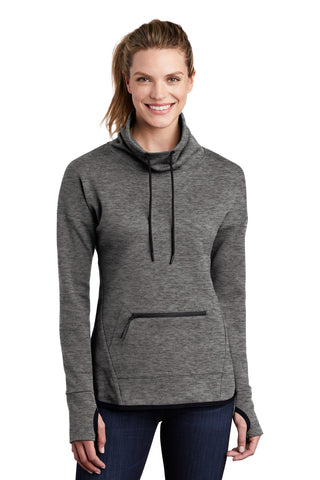 Sport-Tek Ladies Triumph Cowl Neck Pullover (Dark Grey Heather)