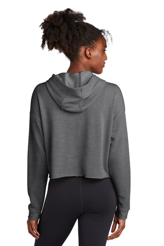 Sport-Tek Ladies PosiCharge Tri-Blend Wicking Fleece Crop Hooded Pullover (Dark Grey Heather)