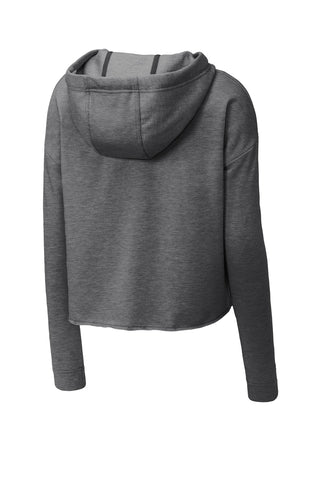 Sport-Tek Ladies PosiCharge Tri-Blend Wicking Fleece Crop Hooded Pullover (Dark Grey Heather)