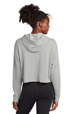 Sport-Tek Ladies PosiCharge Tri-Blend Wicking Fleece Crop Hooded Pullover (Light Grey Heather)