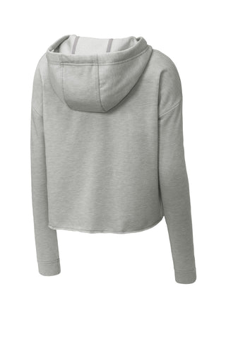 Sport-Tek Ladies PosiCharge Tri-Blend Wicking Fleece Crop Hooded Pullover (Light Grey Heather)