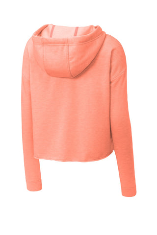 Sport-Tek Ladies PosiCharge Tri-Blend Wicking Fleece Crop Hooded Pullover (Soft Coral Heather)