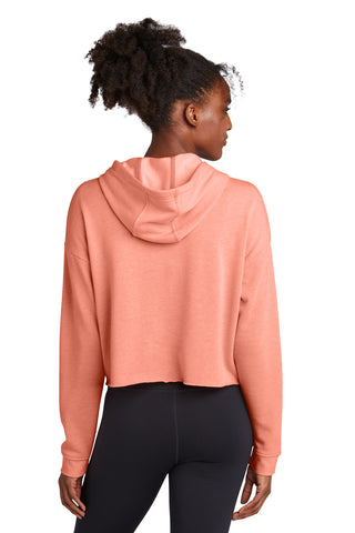 Sport-Tek Ladies PosiCharge Tri-Blend Wicking Fleece Crop Hooded Pullover (Soft Coral Heather)