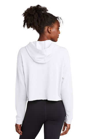 Sport-Tek Ladies PosiCharge Tri-Blend Wicking Fleece Crop Hooded Pullover (White Triad Solid)